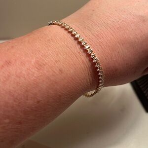 SWEET PEEPS 18K Gold Dipped CZ Tennis Bracelet Gold Marquise Adjustable 8”